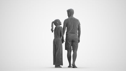 realistic 3D human girl kids, archviz people FBX OBJ for Blender, wireframe front view