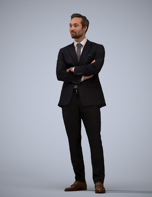 realistic 3D human man formal business, archviz people FBX OBJ for Blender