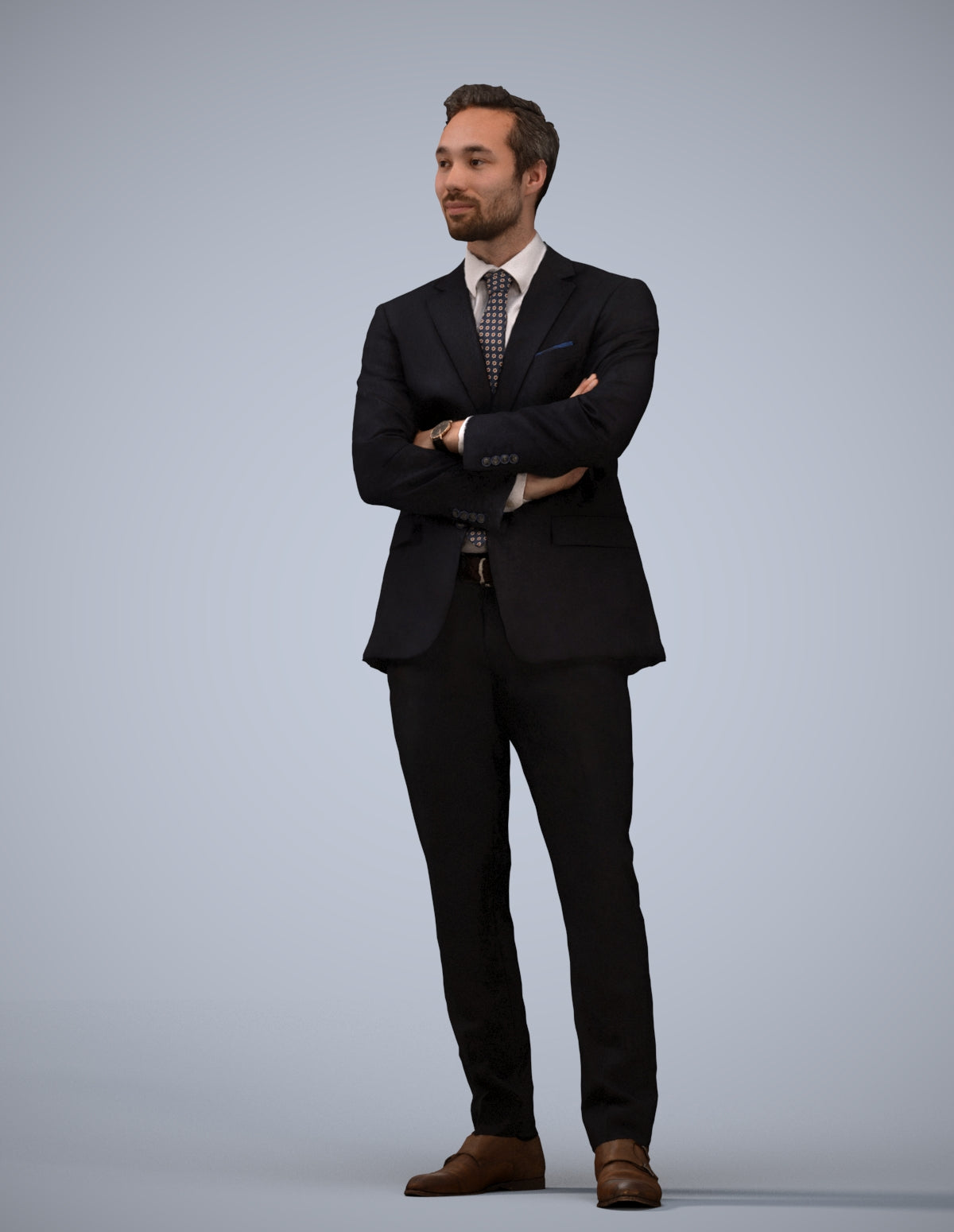 realistic 3D human man formal business, archviz people FBX OBJ for Blender