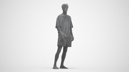 3D scanned man standing casual, photorealistic archviz people for Enscape and SketchUp, three-quarter front view render