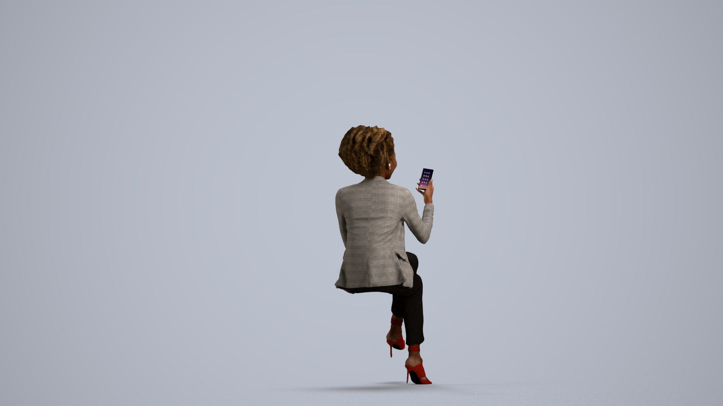 3D people model woman business, scanned human for 3ds Max rendering, front view render