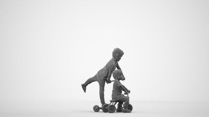 photogrammetry 3D boy casual kids, realistic human model archviz FBX, wireframe side view