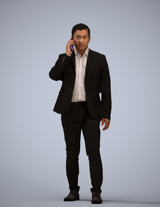 scanned 3D man business, photogrammetry people for Enscape and V-Ray