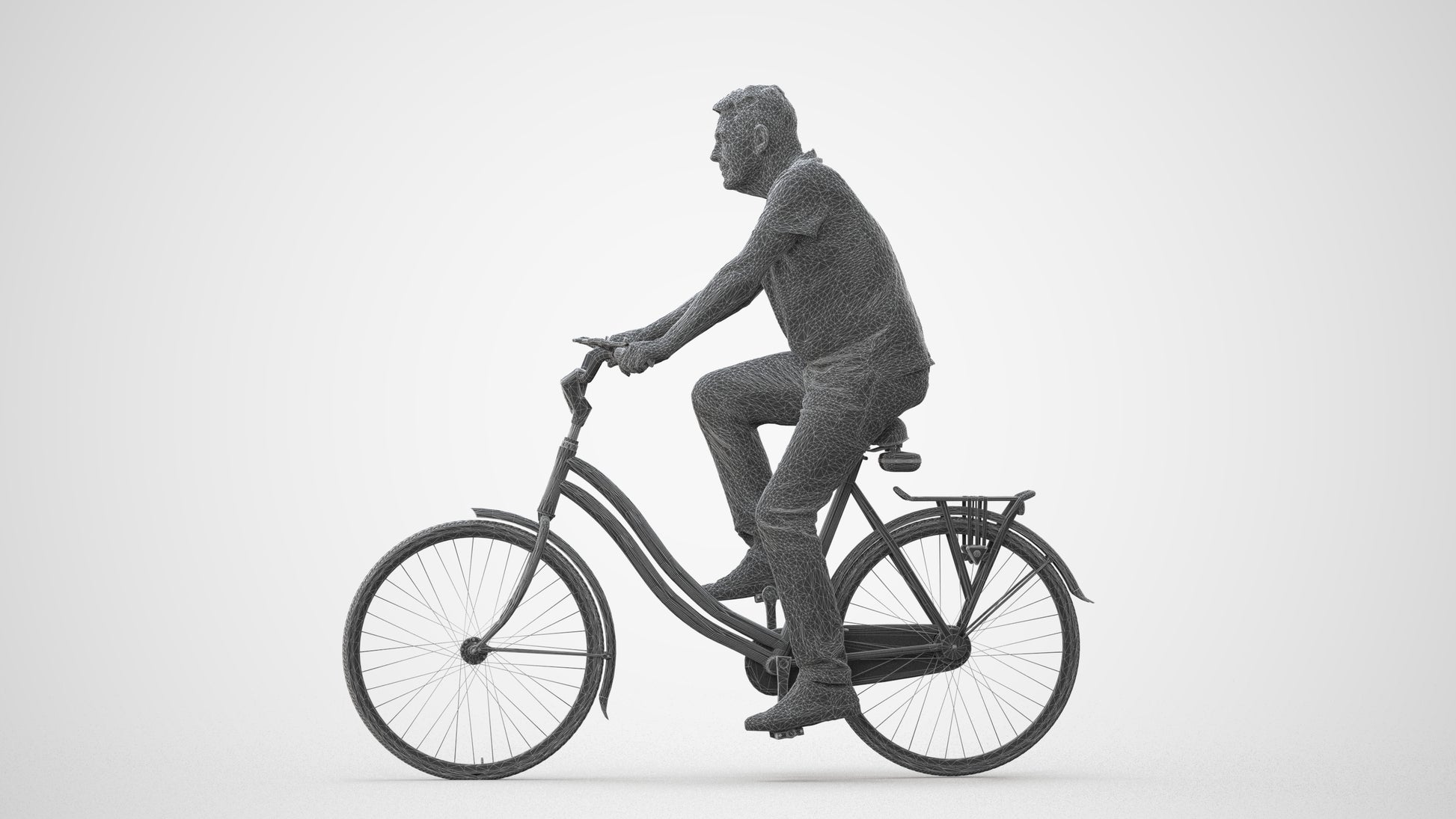 scanned 3D senior man casual cycling, photogrammetry people for Enscape and V-Ray, square thumbnail
