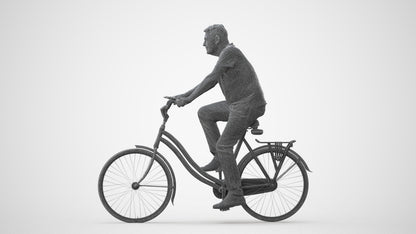 scanned 3D senior man casual cycling, photogrammetry people for Enscape and V-Ray, square thumbnail