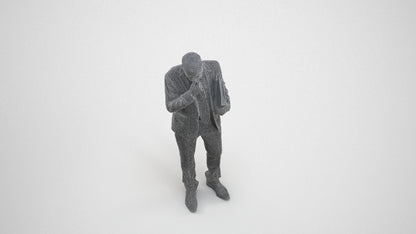 scanned 3D senior man business, photogrammetry people for Enscape and V-Ray, wireframe three-quarter view