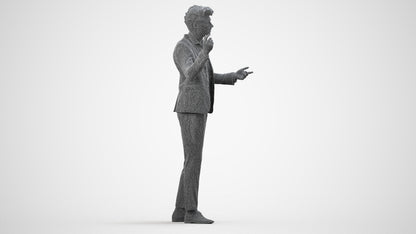 scanned 3D man business, photogrammetry people for Enscape and V-Ray, wireframe side view