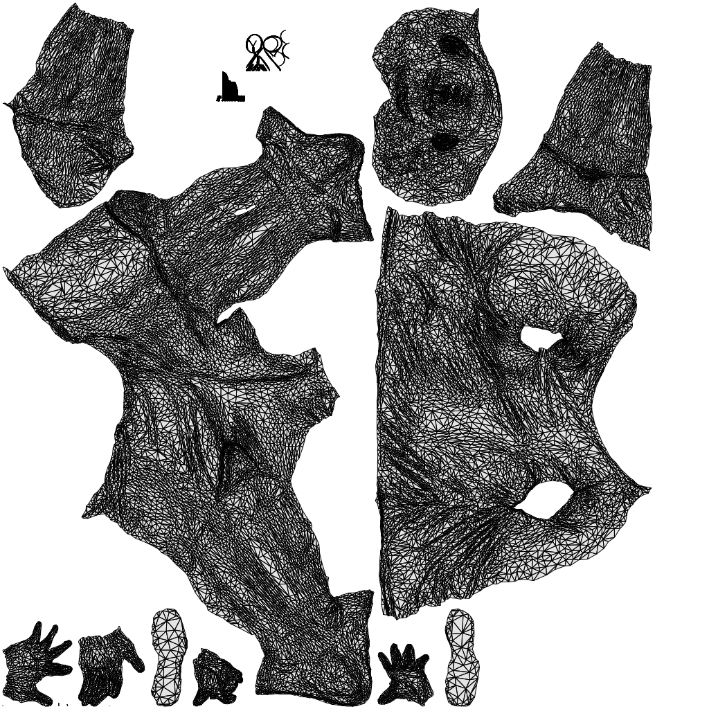 3D people model man sport, scanned human for 3ds Max rendering, wireframe top-down view