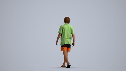 3D scanned boy kids, photorealistic archviz people for Enscape and SketchUp, front view render