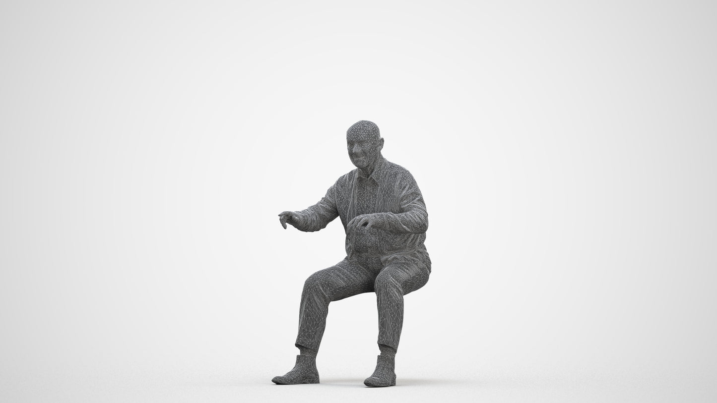 3D scanned senior man business, photorealistic archviz people for Enscape and SketchUp, three-quarter front view render