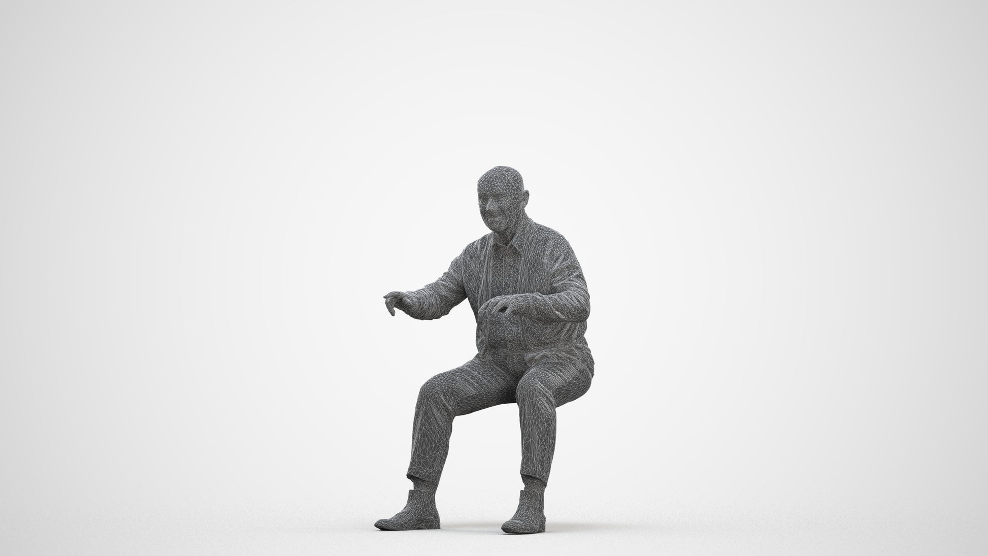 3D scanned senior man business, photorealistic archviz people for Enscape and SketchUp, three-quarter front view render