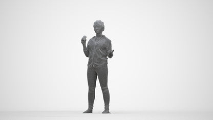 photogrammetry 3D woman casual standing, realistic human model archviz FBX, wireframe back view