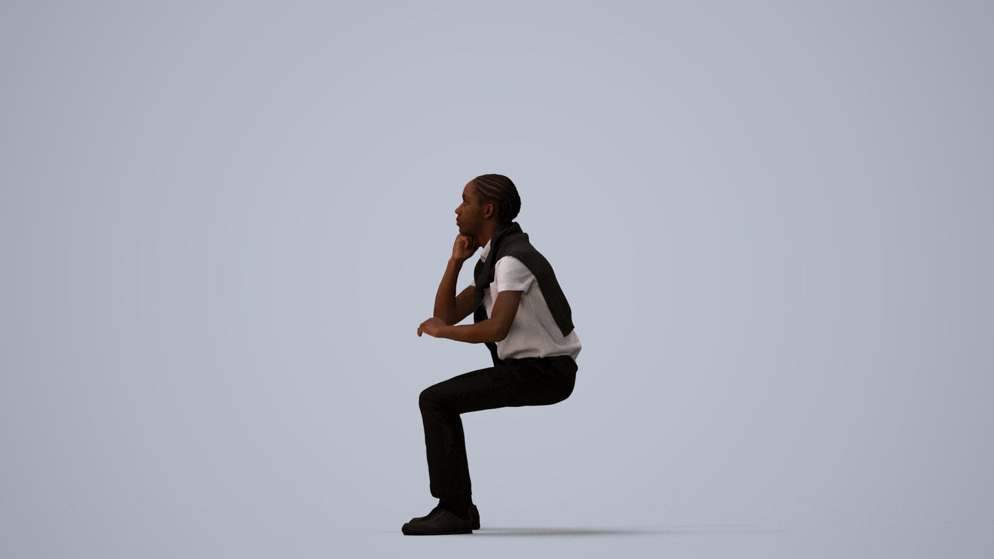 realistic 3D boy casual kids, scanned archviz people for Blender and 3ds Max, three-quarter view render