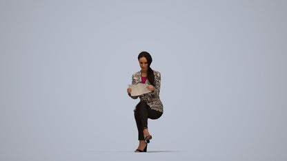 3D people model woman casual sitting, scanned human for 3ds Max rendering, top-down view render