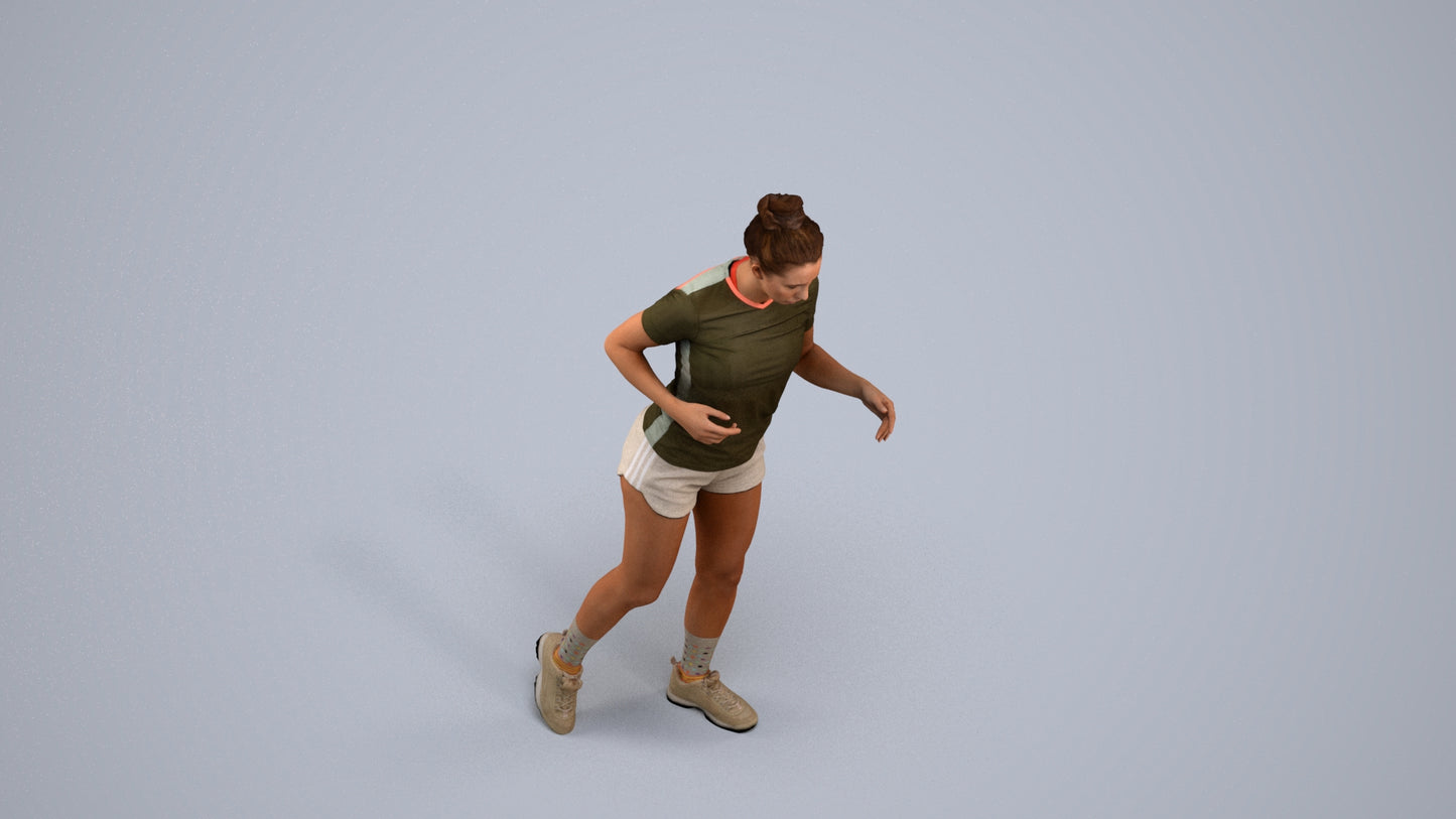 3D people model woman sport, scanned human for 3ds Max rendering, back view render
