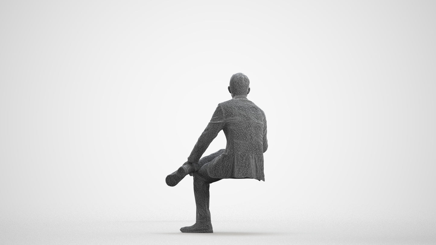 3D people model man business, scanned human for 3ds Max rendering, wireframe front view