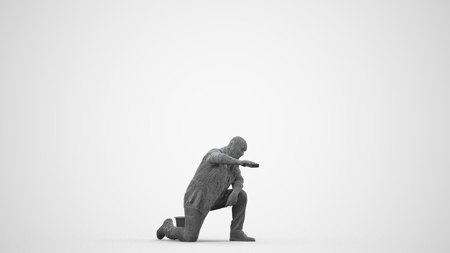 realistic 3D people senior man casual driving, render-ready for V-Ray and Corona, FBX OBJ, wireframe side view