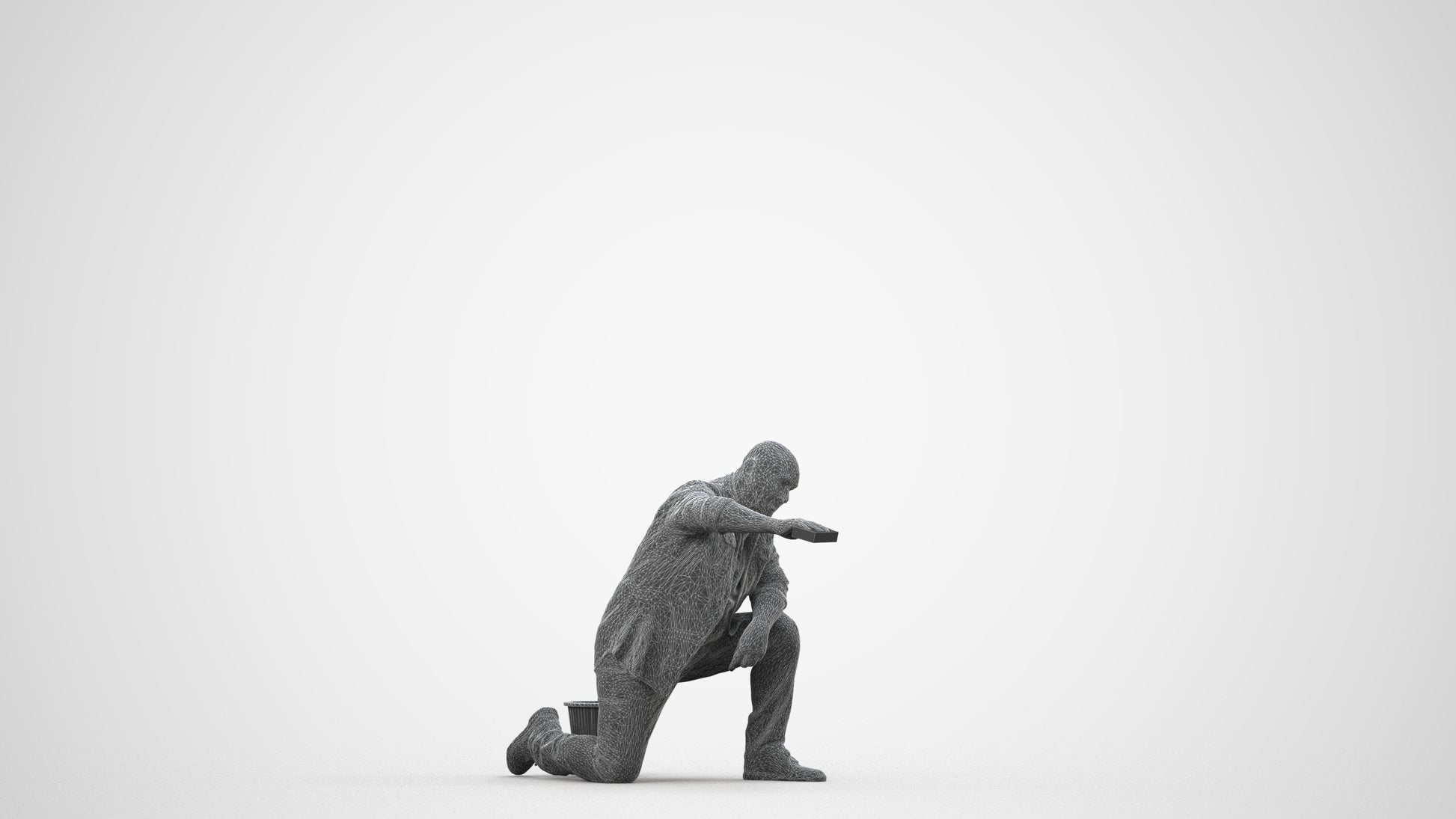 realistic 3D people senior man casual driving, render-ready for V-Ray and Corona, FBX OBJ, wireframe side view