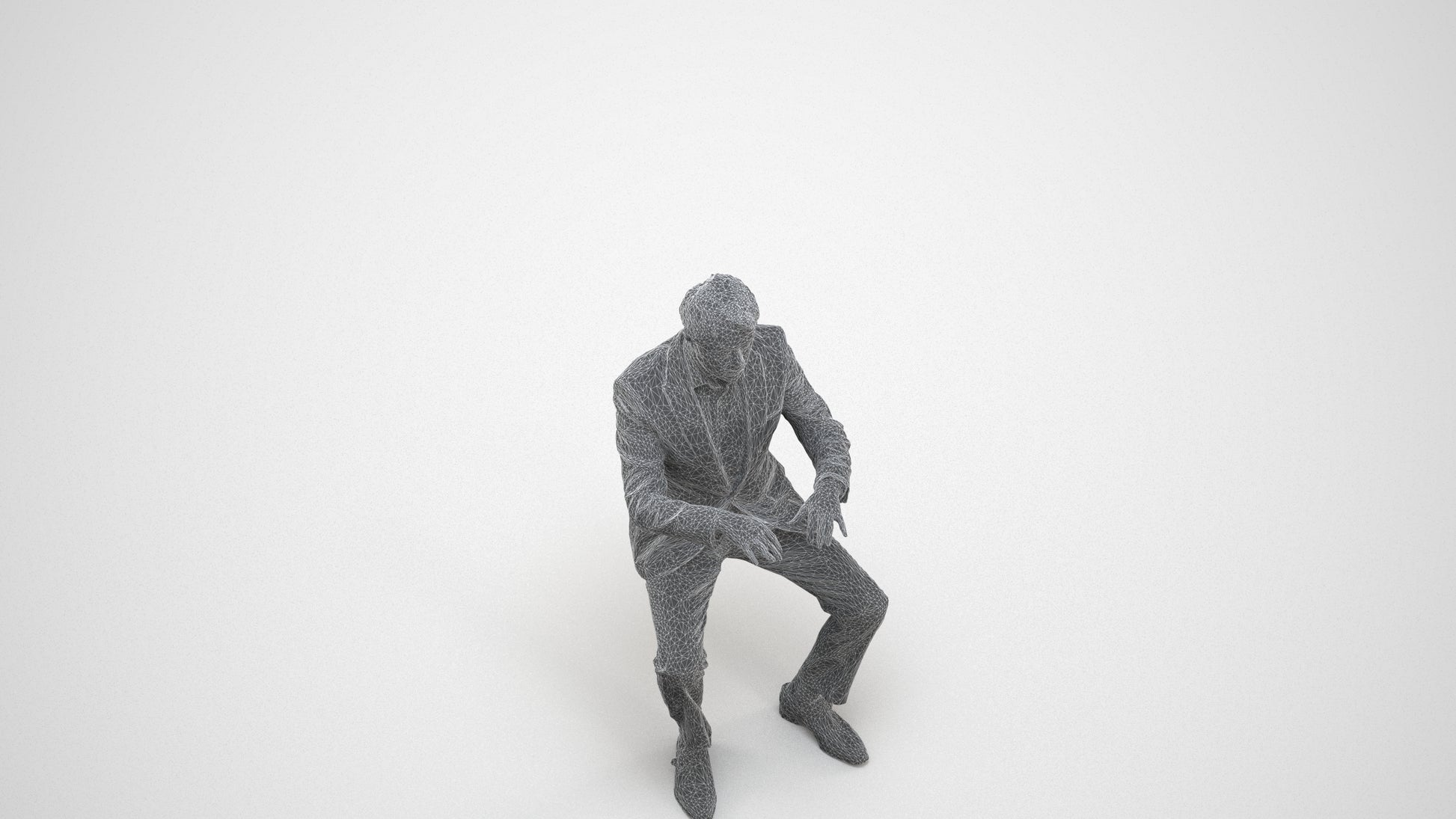 scanned 3D man business, photogrammetry people for Enscape and V-Ray, wireframe three-quarter view
