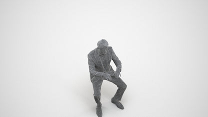 scanned 3D man business, photogrammetry people for Enscape and V-Ray, wireframe three-quarter view