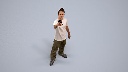 3D human model man casual standing, photogrammetry scanned person for archviz, back view render