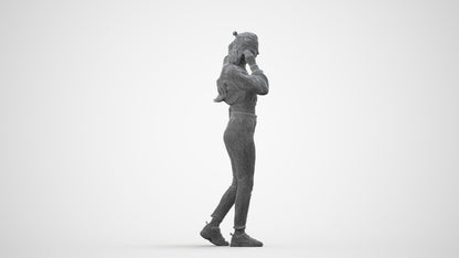 scanned 3D woman sport, photogrammetry people for Enscape and V-Ray, wireframe side view
