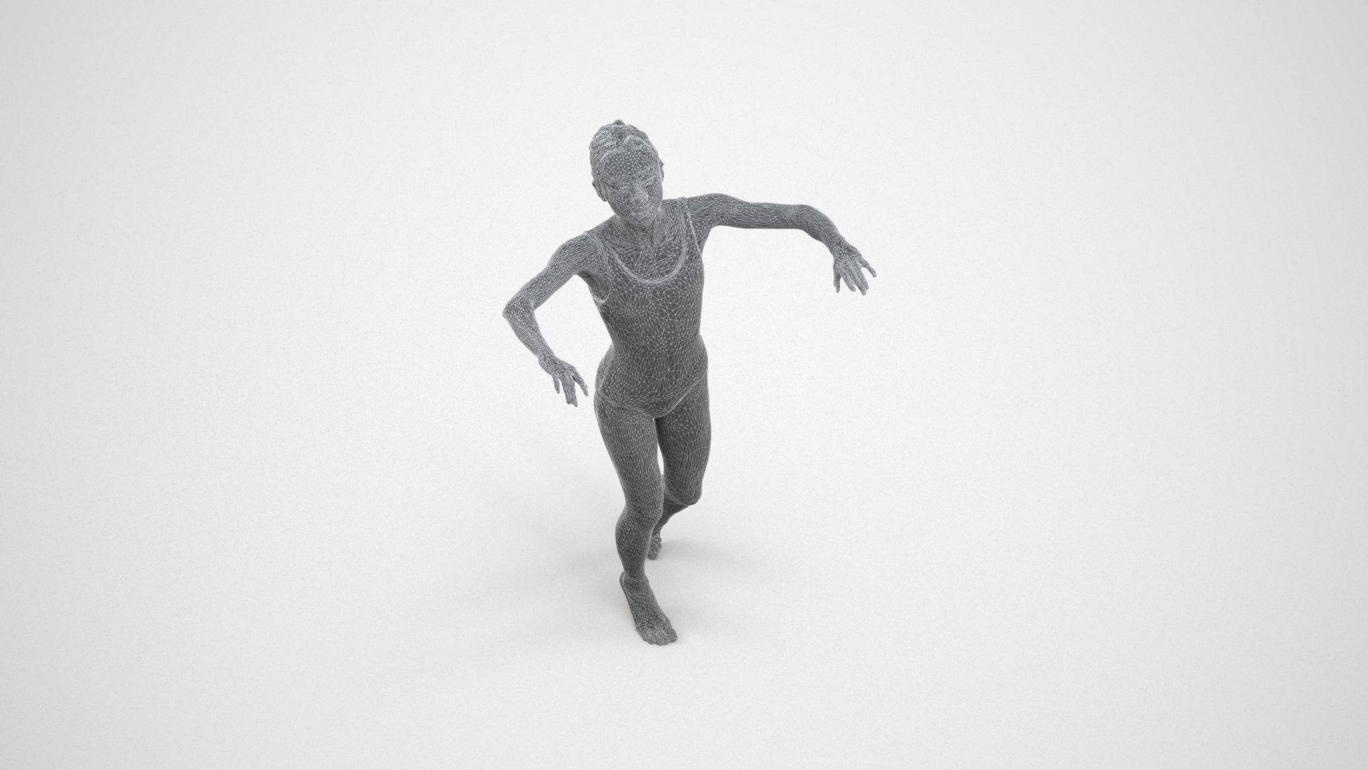 3D scanned woman pool, photorealistic archviz people for Enscape and SketchUp, wireframe three-quarter view