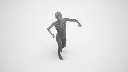 3D scanned woman pool, photorealistic archviz people for Enscape and SketchUp, wireframe three-quarter view