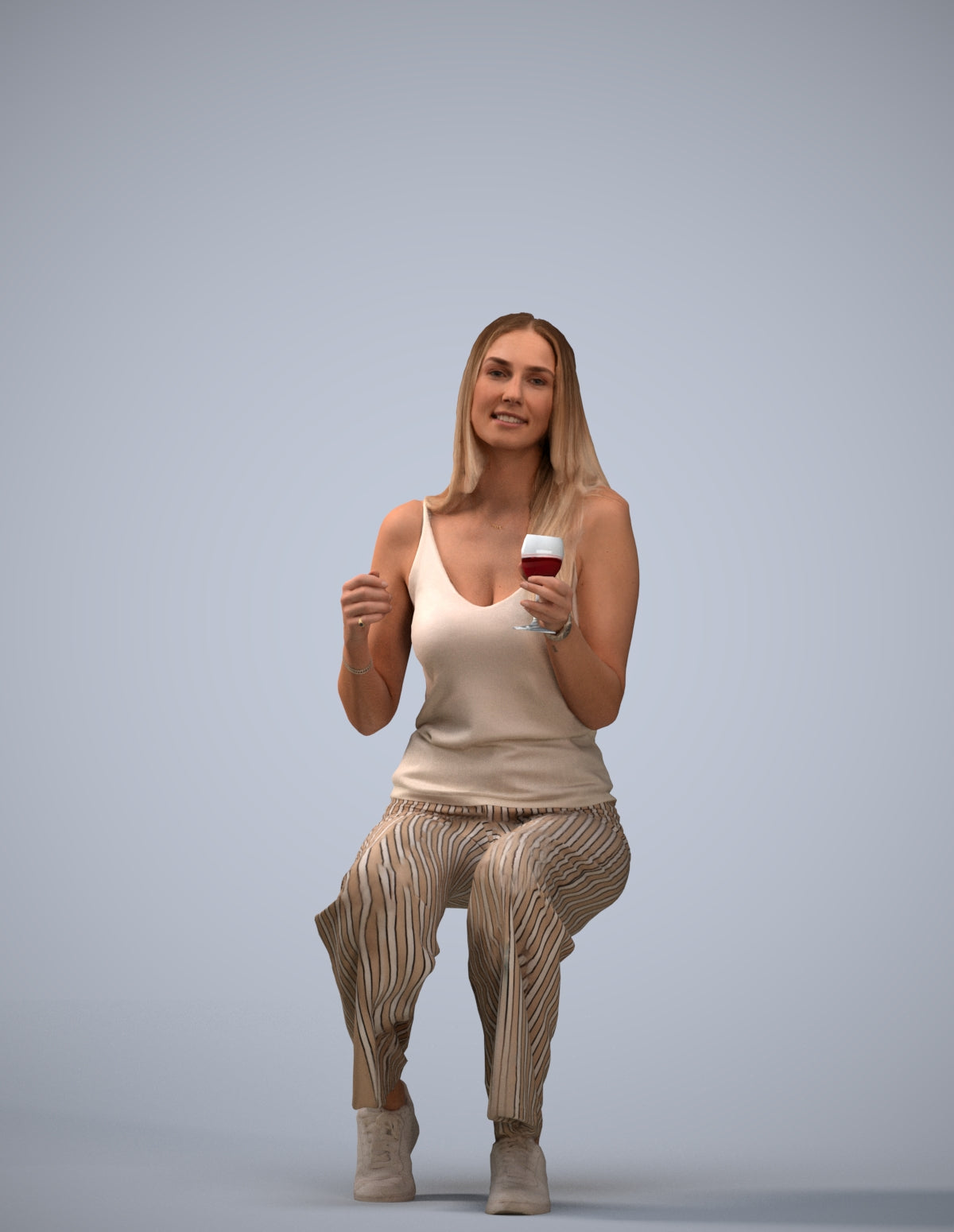3D people model woman casual sitting, scanned human for 3ds Max rendering