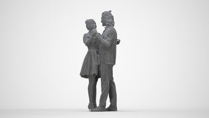 3D scanned woman dancing formal, photorealistic archviz people for Enscape and SketchUp, wireframe back view
