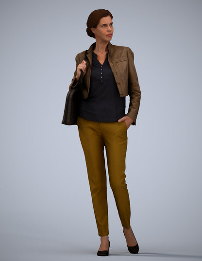 scanned 3D woman casual standing, photogrammetry people for Enscape and V-Ray