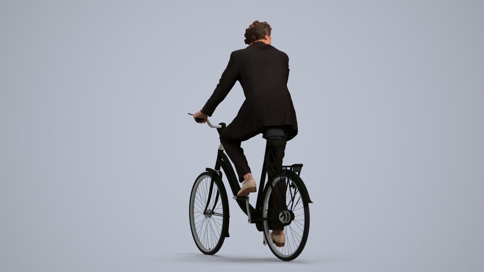 scanned 3D man business cycling, photogrammetry people for Enscape and V-Ray, front view render