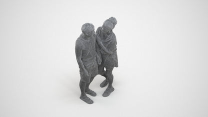 3D people model woman casual couple, scanned human for 3ds Max rendering, wireframe three-quarter view