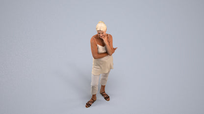 realistic 3D people senior woman casual standing, render-ready for V-Ray and Corona, FBX OBJ, back view render