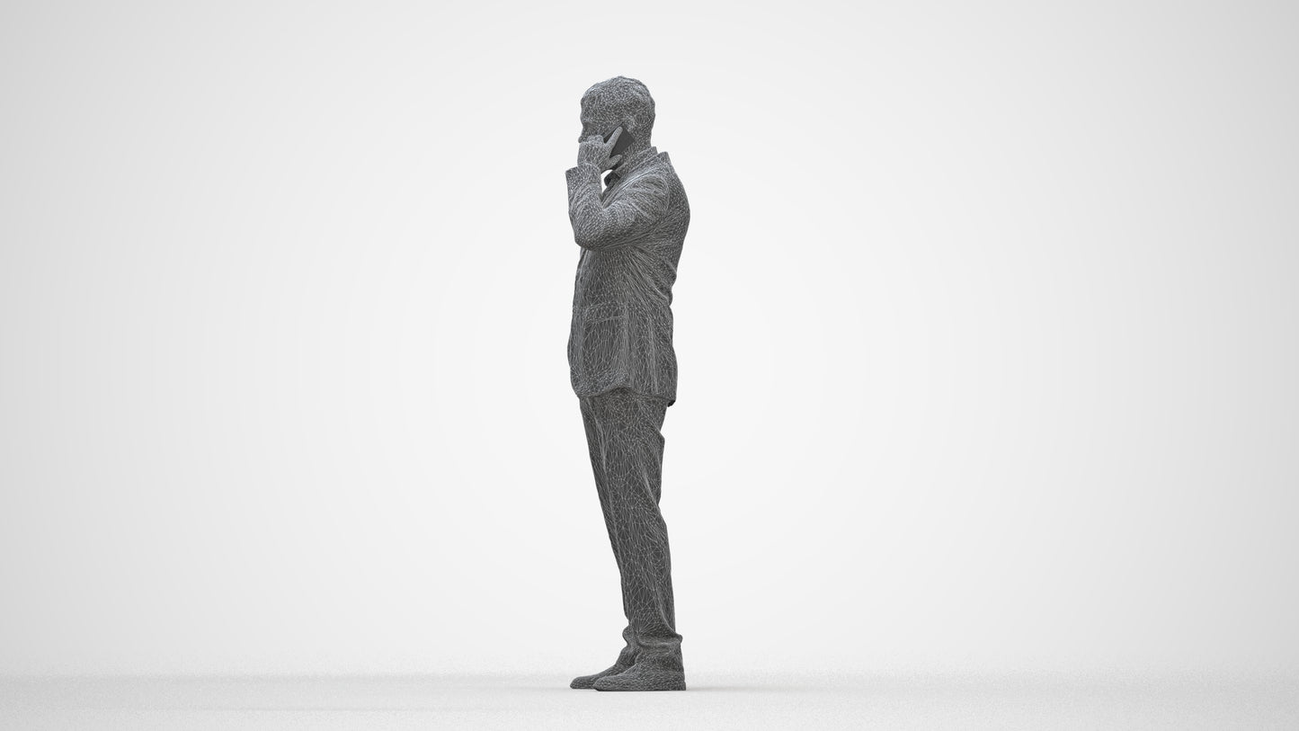 3D people model man business, scanned human for 3ds Max rendering, wireframe back view