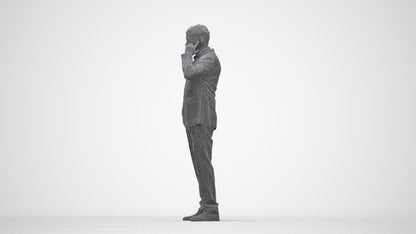 3D people model man business, scanned human for 3ds Max rendering, wireframe back view
