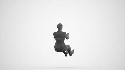 3D scanned woman driving business, photorealistic archviz people for Enscape and SketchUp, wireframe front view