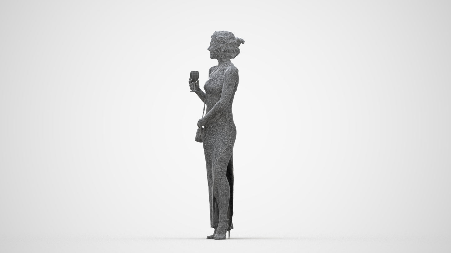 photogrammetry 3D woman formal formalaffairs, realistic human model archviz FBX, wireframe back view