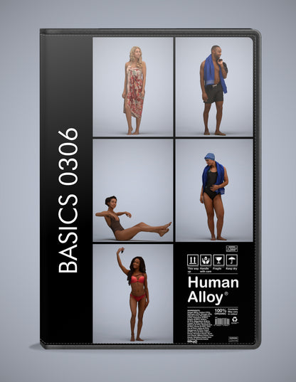 realistic 3D people pool set, 5 render-ready models for V-Ray and Corona