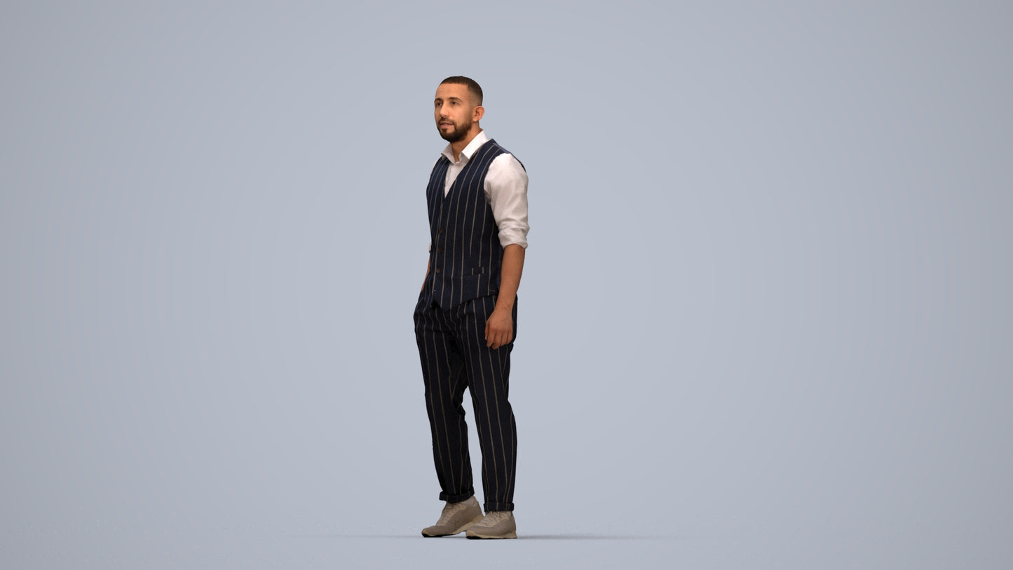 scanned 3D man business, photogrammetry people for Enscape and V-Ray, top-down view render