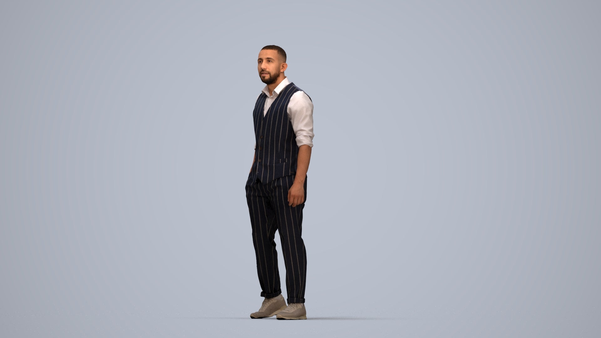scanned 3D man business, photogrammetry people for Enscape and V-Ray, top-down view render