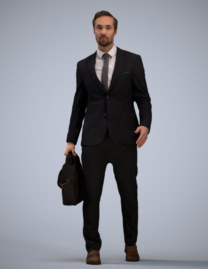 scanned 3D man formal business, photogrammetry people for Enscape and V-Ray