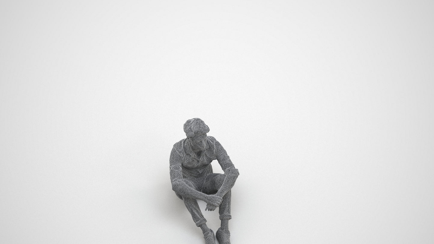 scanned 3D man casual mix, photogrammetry people for Enscape and V-Ray, wireframe three-quarter view