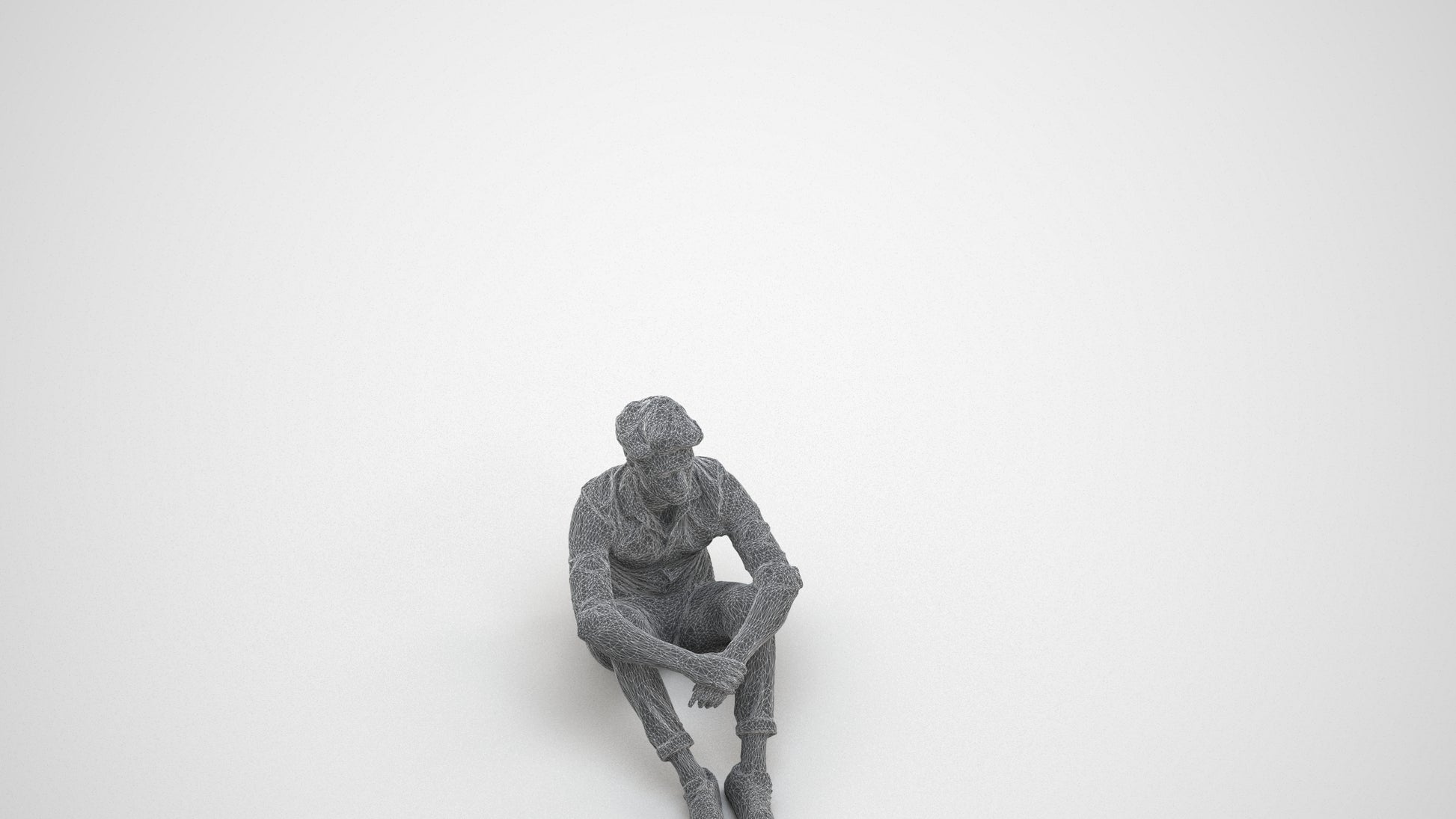 scanned 3D man casual mix, photogrammetry people for Enscape and V-Ray, wireframe three-quarter view