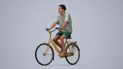 3D people model woman casual cycling, scanned human for 3ds Max rendering, top-down view render