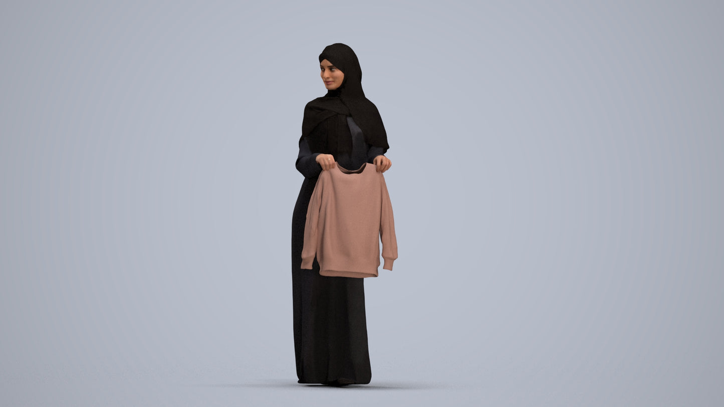 scanned 3D woman standing, photogrammetry people for Enscape and V-Ray, standing pose render