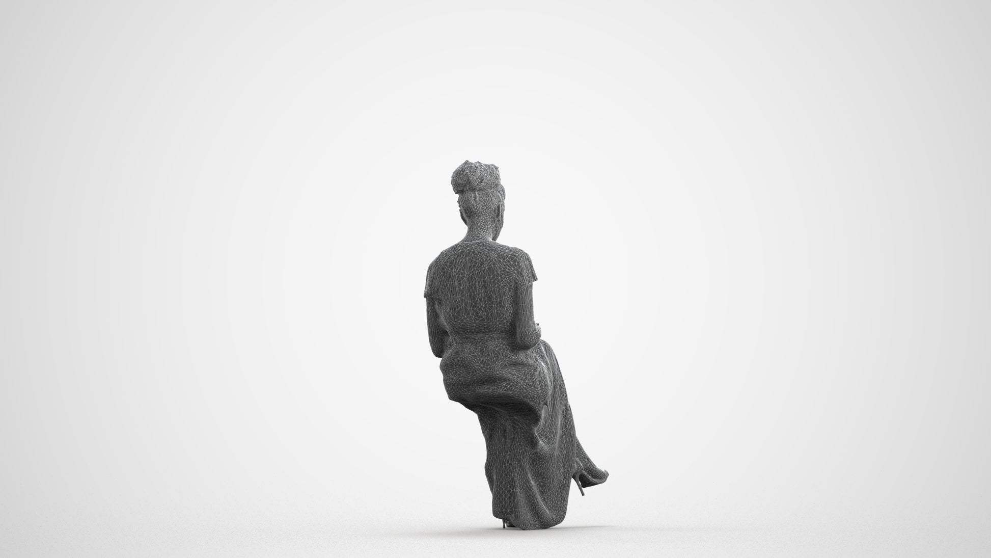 3D people model woman formal formalaffairs, scanned human for 3ds Max rendering, wireframe front view