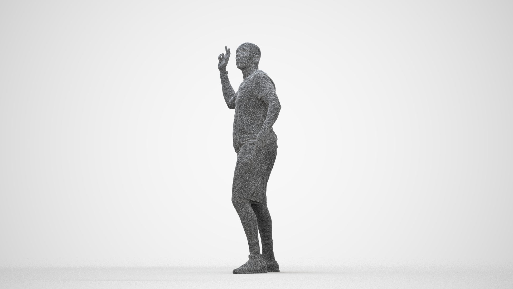 photogrammetry 3D man sport, realistic human model archviz FBX, wireframe back view
