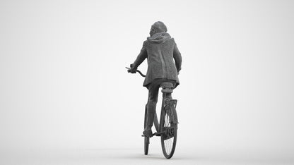 realistic 3D people senior boy casual cycling, render-ready for V-Ray and Corona, FBX OBJ, wireframe front view