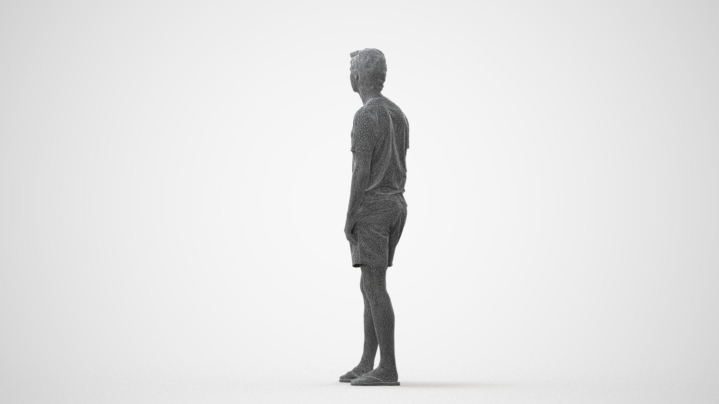 3D human model man casual standing, photogrammetry scanned person for archviz, square thumbnail